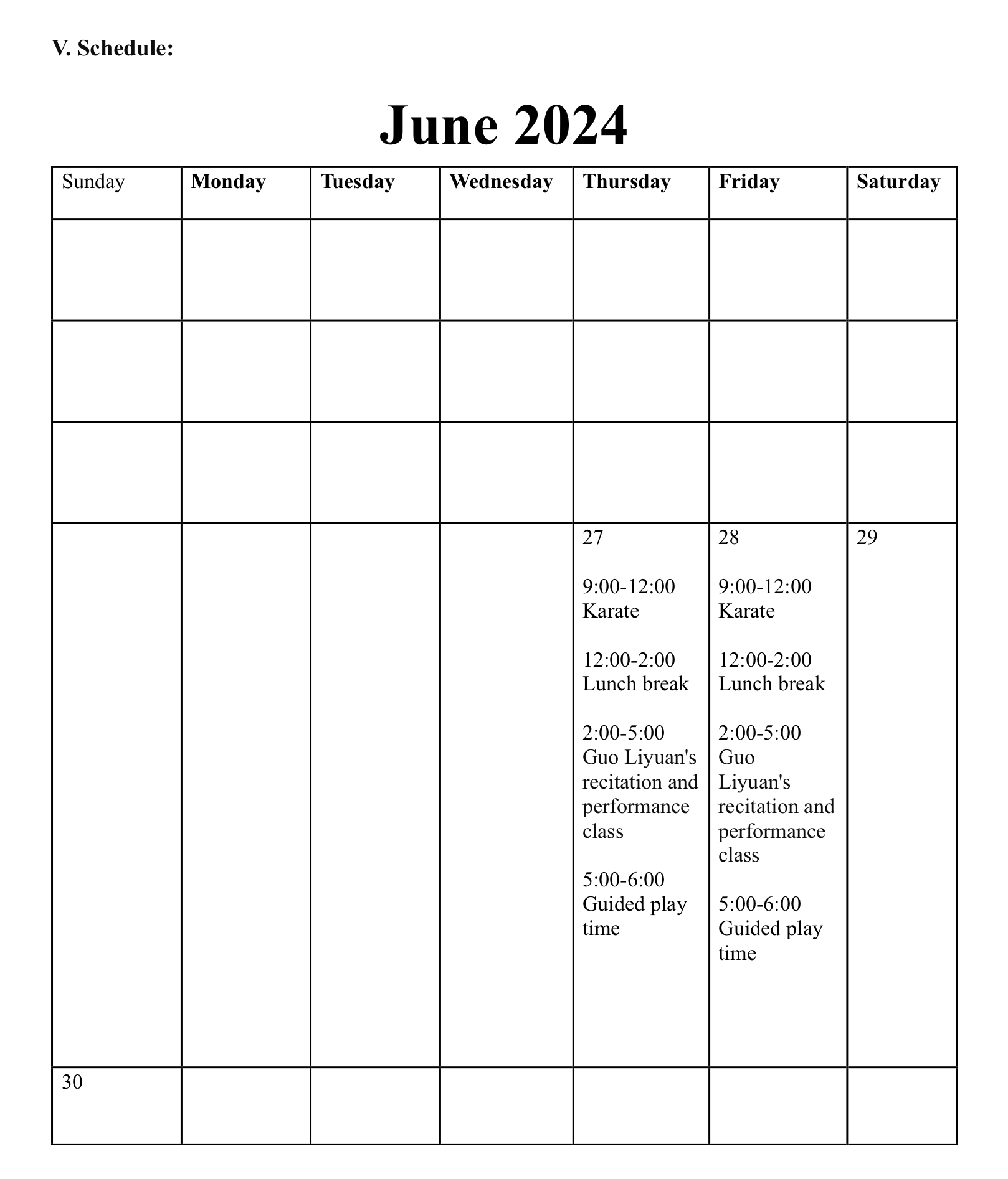 June Calendar